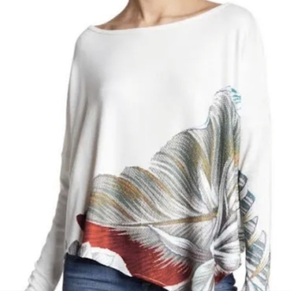 New Go Couture Printed Asymmetrical Hem Dolman Sweater. - Picture 5 of 15